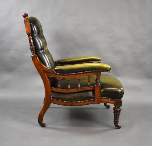 VICTORIAN MAHOGANY LEATHER ARMCHAIR - ADDITIONAL PHOTO 2