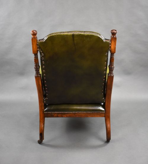 VICTORIAN MAHOGANY LEATHER ARMCHAIR - ADDITIONAL PHOTO 3