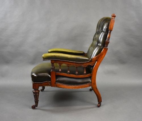 VICTORIAN MAHOGANY LEATHER ARMCHAIR - ADDITIONAL PHOTO 4