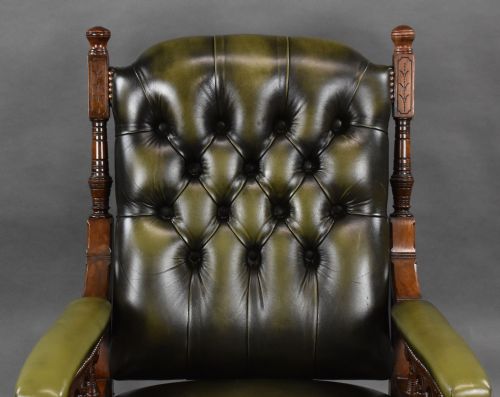 VICTORIAN MAHOGANY LEATHER ARMCHAIR - ADDITIONAL PHOTO 5