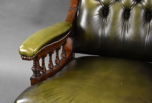 VICTORIAN MAHOGANY LEATHER ARMCHAIR - ADDITIONAL PHOTO 7