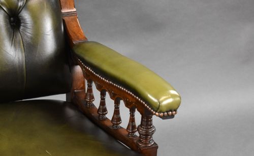 VICTORIAN MAHOGANY LEATHER ARMCHAIR - ADDITIONAL PHOTO 8