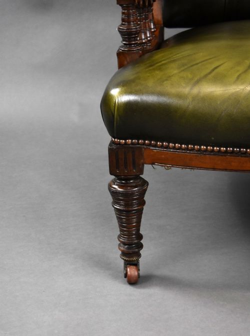 VICTORIAN MAHOGANY LEATHER ARMCHAIR - ADDITIONAL PHOTO 9