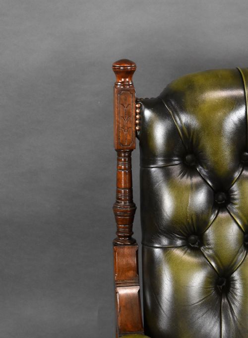 VICTORIAN MAHOGANY LEATHER ARMCHAIR - ADDITIONAL PHOTO 11