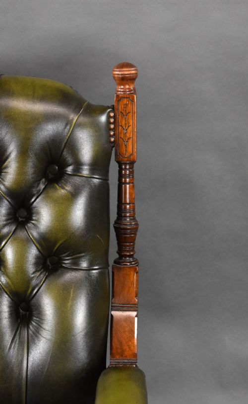 VICTORIAN MAHOGANY LEATHER ARMCHAIR - ADDITIONAL PHOTO 12