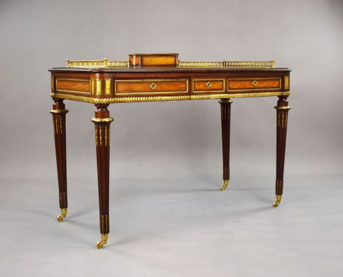 Victorian Mahogany & Satinwood Writing Table by Edwards & Roberts
