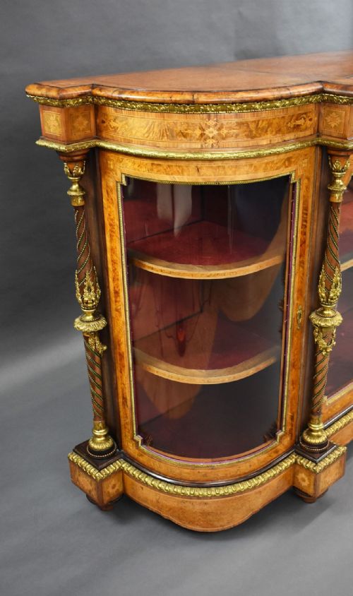 VICTORIAN BURR WALNUT MARQUETRY CREDENZA - ADDITIONAL PHOTO 2