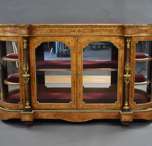 VICTORIAN BURR WALNUT MARQUETRY CREDENZA - ADDITIONAL PHOTO 3