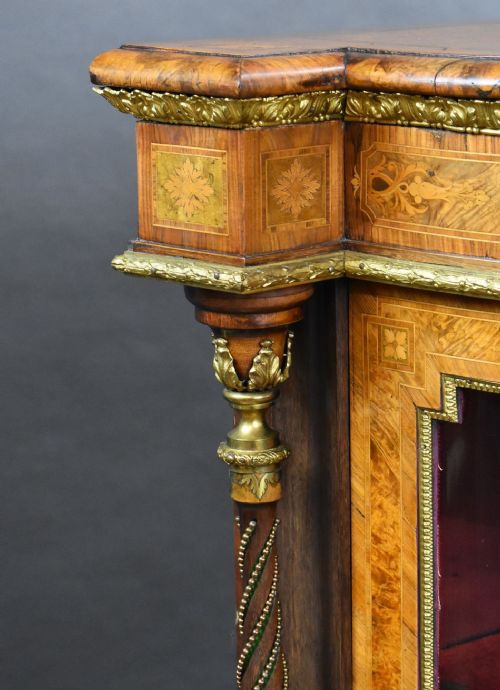 VICTORIAN BURR WALNUT MARQUETRY CREDENZA - ADDITIONAL PHOTO 6