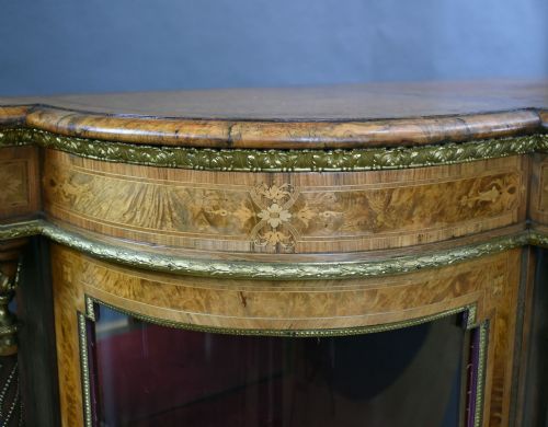 VICTORIAN BURR WALNUT MARQUETRY CREDENZA - ADDITIONAL PHOTO 12