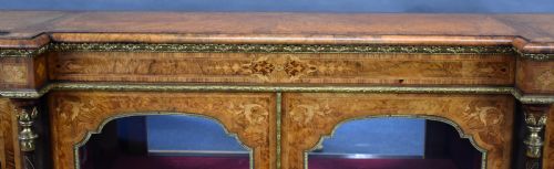 VICTORIAN BURR WALNUT MARQUETRY CREDENZA - ADDITIONAL PHOTO 13