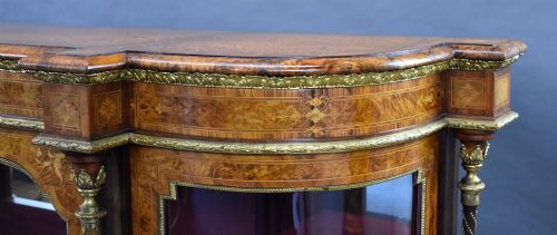 VICTORIAN BURR WALNUT MARQUETRY CREDENZA - ADDITIONAL PHOTO 14