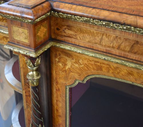 VICTORIAN BURR WALNUT MARQUETRY CREDENZA - ADDITIONAL PHOTO 15