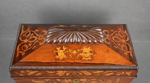 VICTORIAN ROSEWOOD INLAID MARQUETRY TEA CADDY - ADDITIONAL PHOTO 3