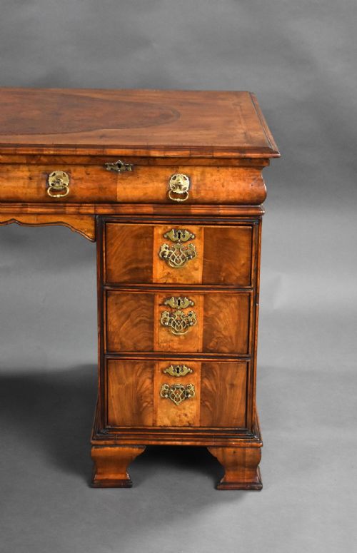 ANTIQUE FIGURED WALNUT PEDESTAL DESK - ADDITIONAL PHOTO 3