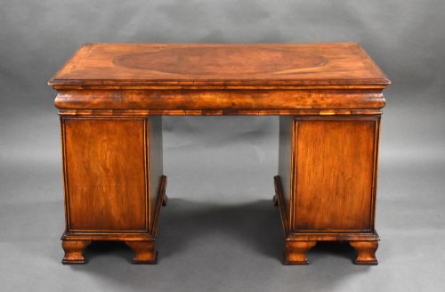 ANTIQUE FIGURED WALNUT PEDESTAL DESK - ADDITIONAL PHOTO 5