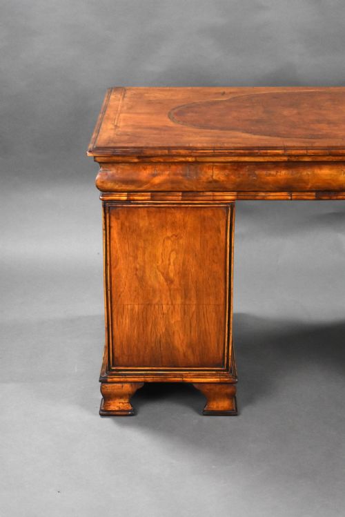 ANTIQUE FIGURED WALNUT PEDESTAL DESK - ADDITIONAL PHOTO 6