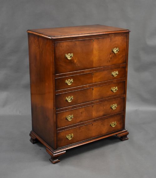 Antique Figured Walnut Secretaire Chest of Drawers