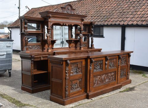 Large Victorian Carved Oak Front and Back Bar