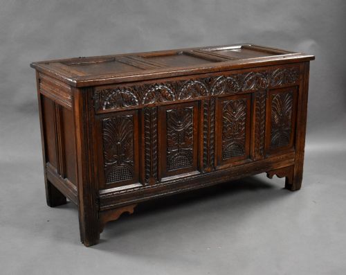 18th Century Carved Oak Coffer