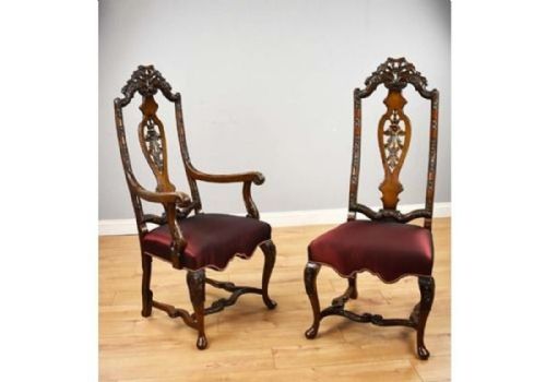SET OF 14 20TH CENTURY ENGLISH ANTIQUE QUEEN ANNE STYLE DINING CHAIRS - ADDITIONAL PHOTO 1