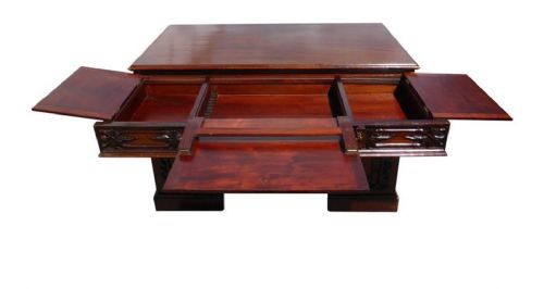 19TH CENTURY VICTORIAN CARVED MAHOGANY DESK - ADDITIONAL PHOTO 5