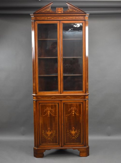 Edwardian Mahogany Inlaid Corner Cabinet