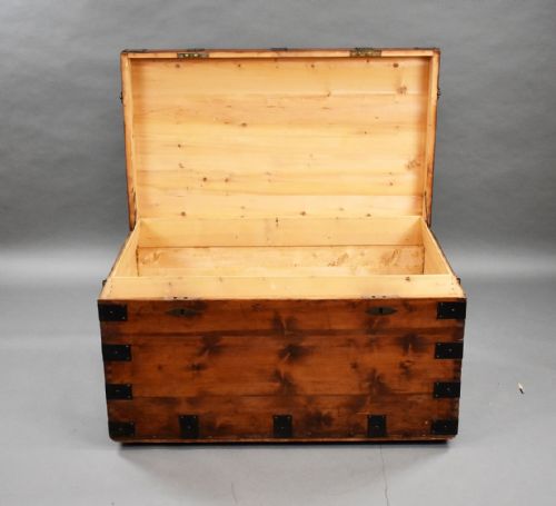 ANTIQUE IRON BOUND PINE TRUNK - ADDITIONAL PHOTO 6