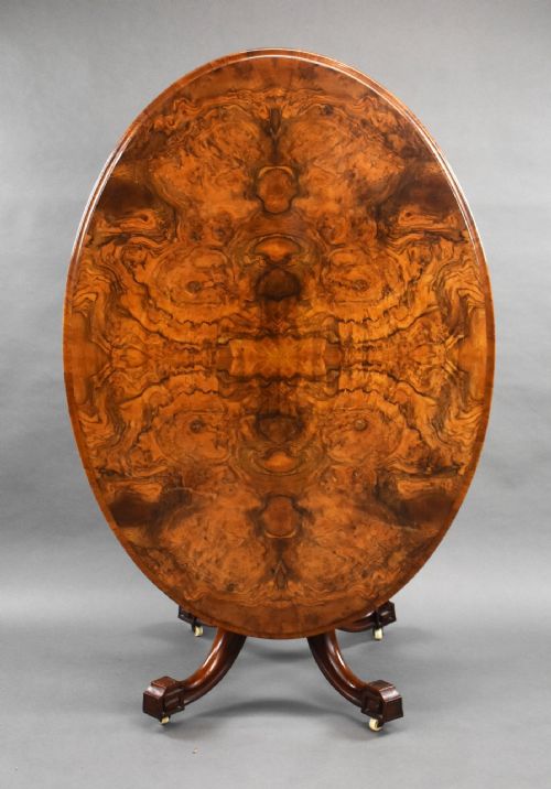 VICTORIAN BURR WALNUT OVAL LOO TABLE - ADDITIONAL PHOTO 1