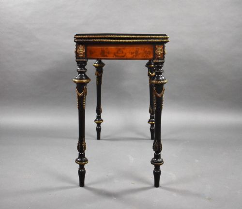 VICTORIAN BURR WALNUT INLAID CARD TABLE - ADDITIONAL PHOTO 9