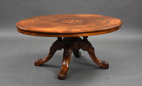 Victorian Inlaid Walnut Oval Coffee Table