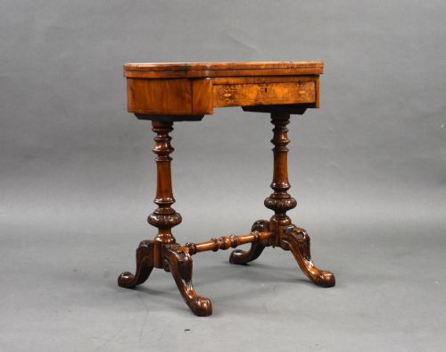 Victorian Burr Walnut Inlaid Games Table
