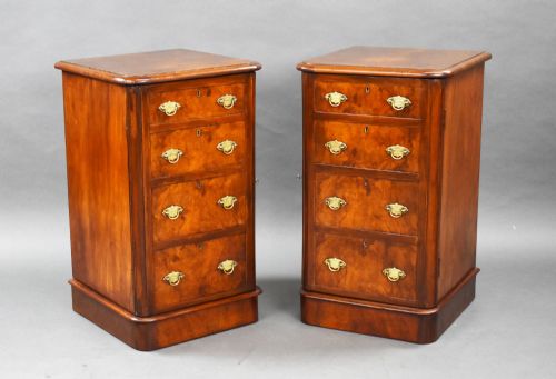Pair of Victorian Burr Walnut Bedsides
