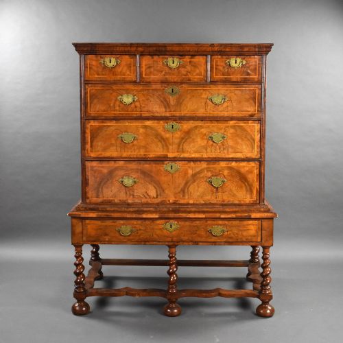 George I Figured Walnut Chest on Stand
