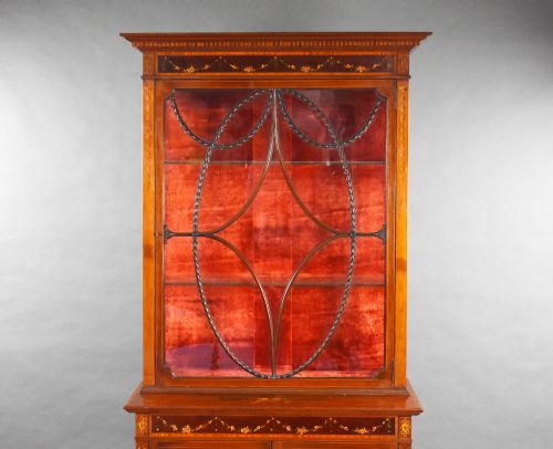 EDWARDIAN MAHOGANY SATINWOOD HAND PAINTED DISPLAY CABINET - ADDITIONAL PHOTO 3
