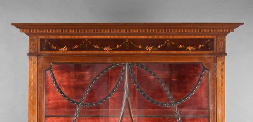 EDWARDIAN MAHOGANY SATINWOOD HAND PAINTED DISPLAY CABINET - ADDITIONAL PHOTO 5