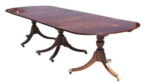 Edwardian Regency Revival Three Pedestal Dining Table