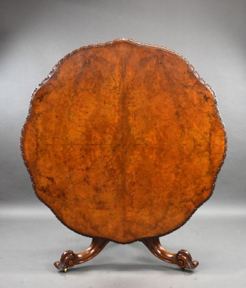 Victorian Burr Walnut Round Breakfast Table by T. Wilson