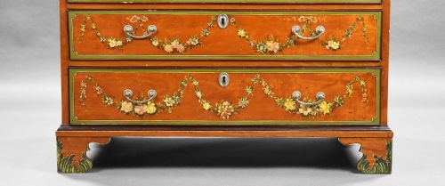EDWARDIAN HAND PAINTED SATINWOOD BUREAU - ADDITIONAL PHOTO 4