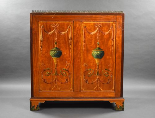 EDWARDIAN HAND PAINTED SATINWOOD BUREAU - ADDITIONAL PHOTO 6