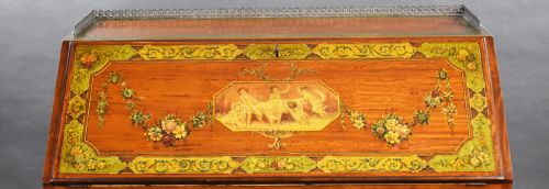 EDWARDIAN HAND PAINTED SATINWOOD BUREAU - ADDITIONAL PHOTO 9
