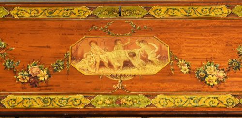 EDWARDIAN HAND PAINTED SATINWOOD BUREAU - ADDITIONAL PHOTO 10