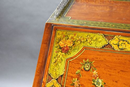 EDWARDIAN HAND PAINTED SATINWOOD BUREAU - ADDITIONAL PHOTO 11
