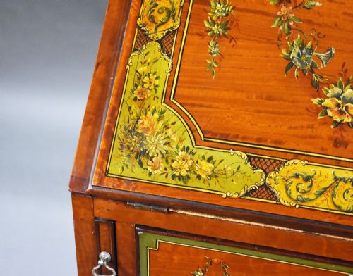EDWARDIAN HAND PAINTED SATINWOOD BUREAU - ADDITIONAL PHOTO 12