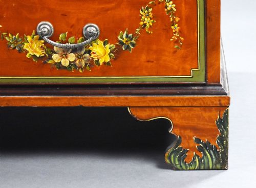 EDWARDIAN HAND PAINTED SATINWOOD BUREAU - ADDITIONAL PHOTO 13