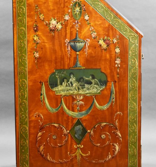 EDWARDIAN HAND PAINTED SATINWOOD BUREAU - ADDITIONAL PHOTO 15