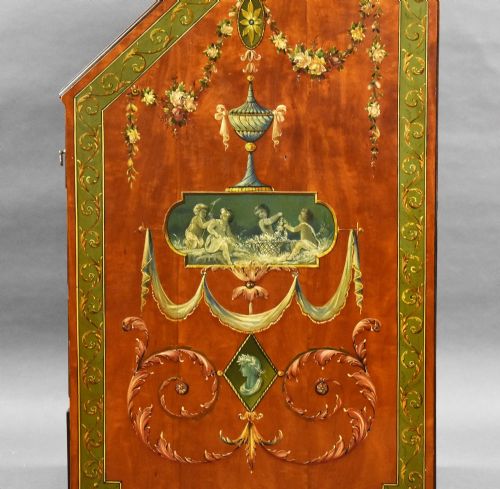EDWARDIAN HAND PAINTED SATINWOOD BUREAU - ADDITIONAL PHOTO 20