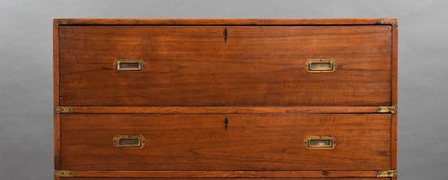 VICTORIAN TEAK CAMPAIGN SECRETAIRE CHEST - ADDITIONAL PHOTO 1