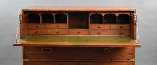 VICTORIAN TEAK CAMPAIGN SECRETAIRE CHEST - ADDITIONAL PHOTO 4