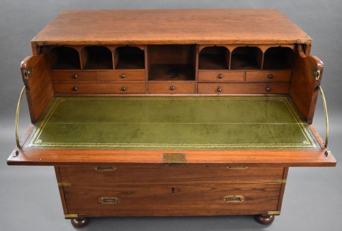 VICTORIAN TEAK CAMPAIGN SECRETAIRE CHEST - ADDITIONAL PHOTO 5